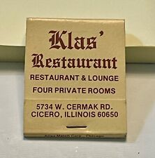 VTG. Klas' Old World Czech Restaurant in Cicero, IL Full Unstruck Matchbook picture