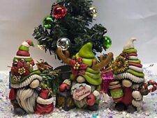 Harmony Kingdom Artist Neil Eyre Designs Christmas Gnome set 3 Moose Santa Candy picture