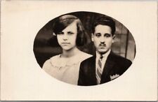 c1910s RPPC Photo Postcard Composite Photo on Man & Girl / Oval Shape - Unused picture