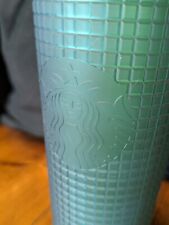 Starbucks 2022 Green Grid Venti Tumbler Cold Cup 24oz Aqua Rainforest picture