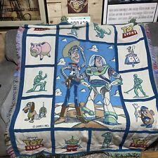Vintage TOY STORY Fringed Throw Blanket - Disney, James Ind. Woody, Buzz 58'x48' picture