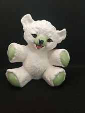 Vintage Textured Ceramic RW Teddy Bear White And Green 8.5 In Tall picture