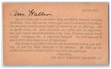 c1880's The Daily Democrat Publishing CO CW Haller Omaha NE Postal Card picture
