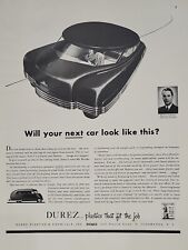 1942 Durez Plastics & Chemicals Fortune WW2 Print Ad Q3 Futurism Cars War Bonds picture