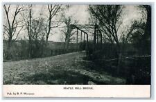 c1920's Maple Mill Truss Bridge Dirt Road Carriage Washington City Iowa Postcard picture