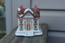Vintage Snowy Library Christmas Village 1993 Winter Holiday Decoration picture