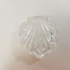 Vintage Clear Glass Clam Shell 2 Piece Trinket Jewelry Box picture