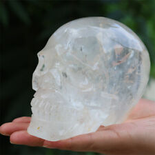 4.1LB Natural Clear Quartz Skull Hand Carved Quartz Crystal Skull Reiki healing picture