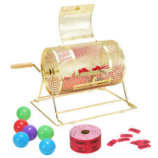 VEVOR Raffle Drum Brass Plated Lottery Cage Holds 2500 Tickets/100 Bingo Balls picture