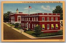 US Post Office Wicomico County Court House Salisbury Maryland Linen UNP Postcard picture