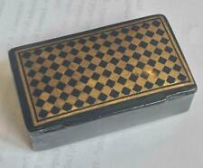 Antique English c.1820 Black Lacquered Papier Mache SNUFF BOX w/Hinged Lid picture