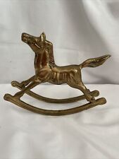 Vintage Collectible Heavy Solid Brass 7” Rocking Horse Pony Statue Figurine picture