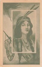 1909 Pretty Woman Braided Hair Feather Native American Antique Postcard 180 picture