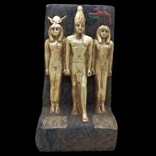 RARE ANCIENT EGYPTIAN PHARAONIC ANTIQUE ISIS WITH MENKAURE AND HATHOR STATUE BC picture
