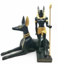 Set of 2 Ancient Egyptian Afterlife God Standing Anubis & Sitting Anpu Figurine picture
