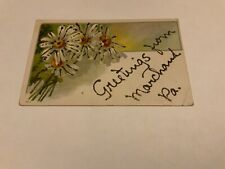 MARCHAND, PA. ~ Glitter Floral Greetings - Embossed 1909 Antique Postcard picture