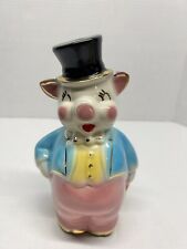 Vintage American Bisque Company 7 3/4” Pig Bank With Tuxedo and Top Hat picture
