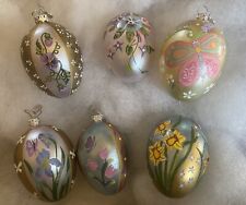 RARE SET OF 6 BEAUTIFUL DEPARTMENT 56 EGG ORNAMENTS EASTER CHRISTMAS picture