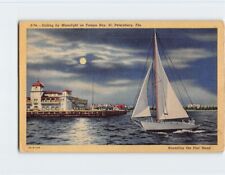 Postcard Sailing by Moonlight on Tampa Bay, St. Petersburg, Florida picture