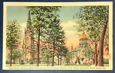 Postcard University of Notre Dame Quadrangle Church South Bend Indiana 1939 picture