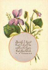 1880s-90s Purple Flowers Shall Be Well With Them That Fear God Trade Card picture