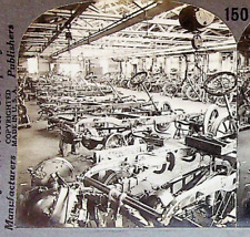 Car Chassis Factory Detroit Michigan Photograph Keystone Stereoview Card picture