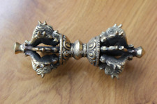 S157 Tibetan Brass Antiqued Buddhist Dorje Vajra Handmade Nepal 9.5cm Men Vajra picture