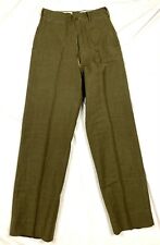 Vtg 1952 US Korean War Army Wool Dress Pants 28X33 Trousers Button Fly Olive picture