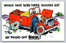 Vintage Comic Postcard Car Broke Down My Friend Got Sick  picture