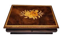 Ruege Lacquer Burl Wood Red Velvet Swiss Music Jewelry Box Torna A Sorrento Atq picture