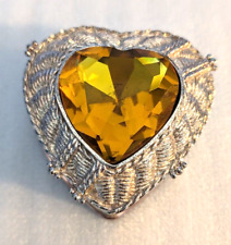 Judith Ripka Mandarin Orange Jewel Tone Heart Shaped Silver Safekeeper picture