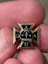 Vintage Alpha Tau Omega 10K Yellow Gold & Enamel Fraternity Pin 3.13g picture