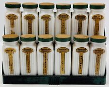 Griffith's Purified  12  Milk Glass Spice Jars /Lids  Counter / Wall Rack 1940’s picture