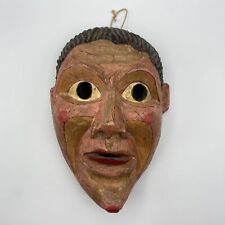 1960's Hand Carved Wood Face Mask Mexican Man Latin American Vintage Festival picture