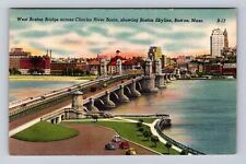 Boston MA-Massachusetts, West Boston Bridge, Antique, Vintage Souvenir Postcard picture