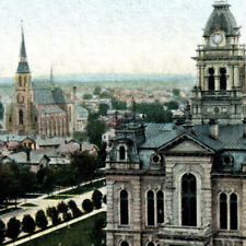 c.1906 Postcard, Ohio, Sandusky, Bird's Eye View Court House, Church, Town,Trees picture