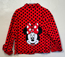 NWOT Disney Women’s Jacket Large Red Minnie Mouse Polka Dot Denim Embroidered picture