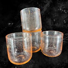 Vietri Hand Blown Peach Pink Lowball Tumbler Drinking Set 4 With Small Bubbles picture