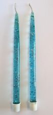 2 Rare Turquoise Teal Lucite Candles Silver Fleck MCM 1950's 60's Mid Century  picture