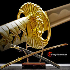 All Gold 1095 Steel Functional Sword Sharp Battle Ready Japanese Samurai Katana picture