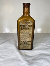 Antique Amber Bottle Circa 1915 W.T. Rawleigh's Cod Liver Oil Extract Compound. picture