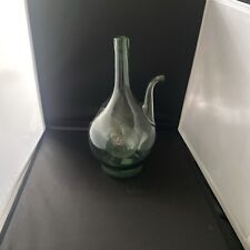 ANTIQUE FRENCH GREEN  GLASS POURING BOTTLE FROM EARLY 20TH CENTURY HAND BLOWN picture