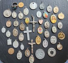 Vintage Antique Catholic Religious Medals Crosses Lot, Catholic Supplies  picture