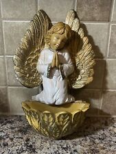 Vintage Praying Angel Holy Water Font Wall Hanging Made In Italy picture