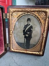 Antique Civil War Daguerreotype of Young Union Soldier in Frame Case picture