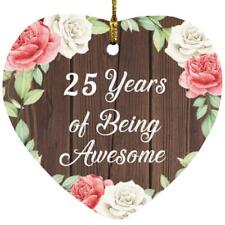 25th Birthday 25 Years Of Being Awesome - Heart Ornament A picture