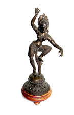 VTG Antique Solid Brass Figurine Hindu Dancing Devi Goddess Statue Sculpture 13” picture