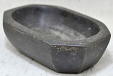 Antique Black Stone Oval Kharal Bowl Original Old Hand Carved picture