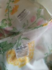 Vintage SEARS Muslin Full Flat Sheet 2 Cases Yellow Pinks & Green Floral Design picture