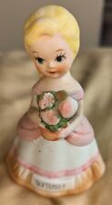 ‼️VTG HTF‼️Collectable SEPTEMBER Birthday Day Girl Holding Flowers Flambro 🎂 picture
